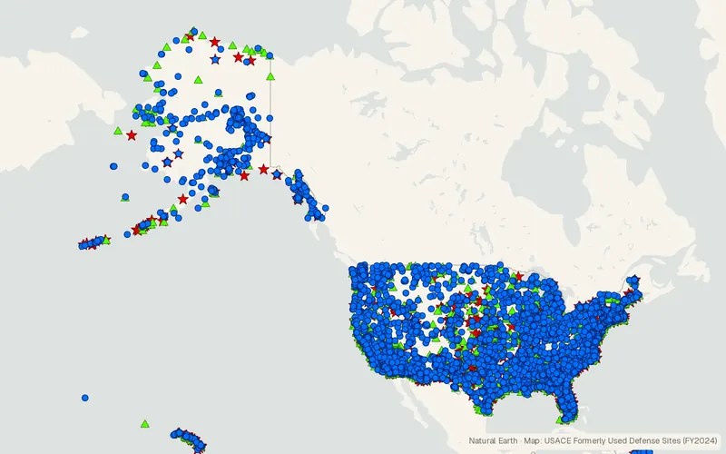 Preview map of Former Military Sites (FUDS)