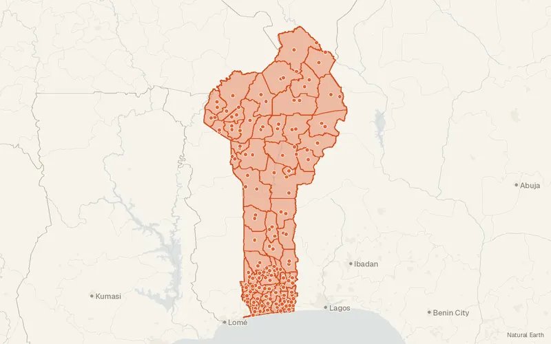 Preview map of Benin – Subnational Administrative Boundaries (COD-AB)