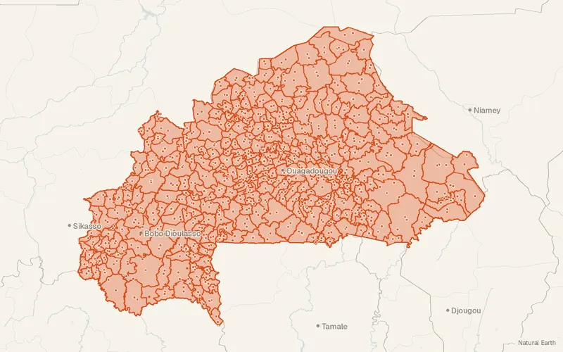 Preview map of Burkina Faso – Subnational Administrative Boundaries (COD-AB)