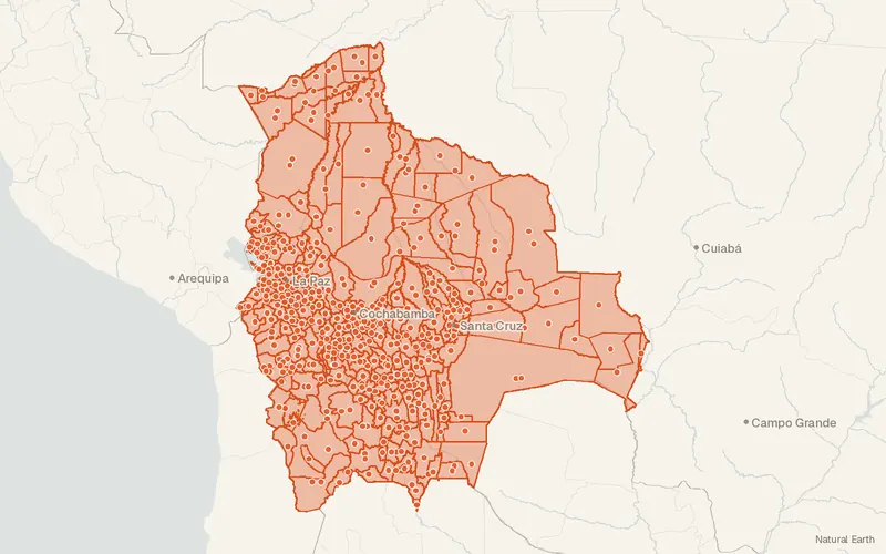 Preview map of Bolivia – Subnational Administrative Boundaries (COD-AB)