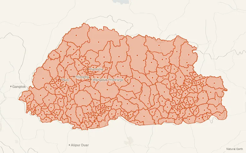 Preview map of Bhutan – Subnational Administrative Boundaries (COD-AB)