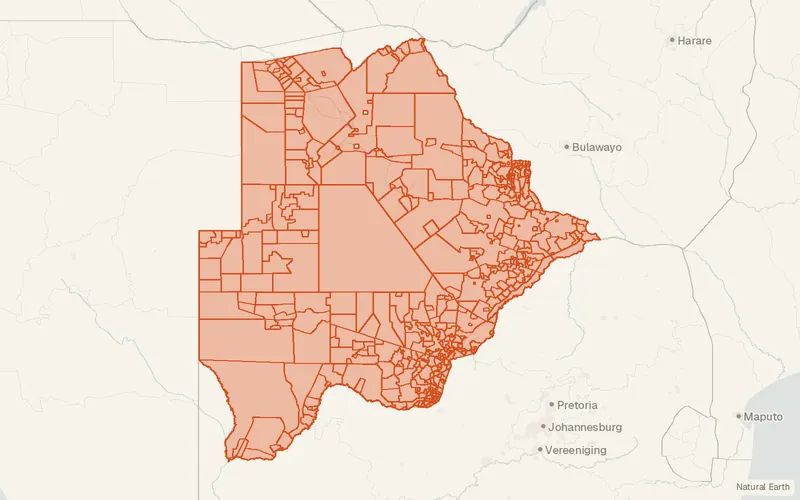Preview map of Botswana – Subnational Administrative Boundaries (COD-AB)