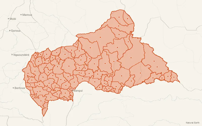 Preview map of Central African Republic – Subnational Administrative Boundaries (COD-AB)