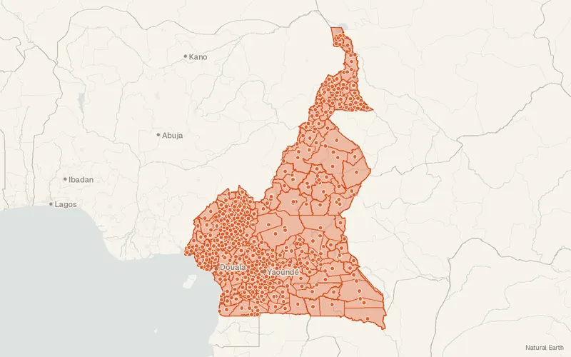 Preview map of Cameroon – Subnational Administrative Boundaries (COD-AB)