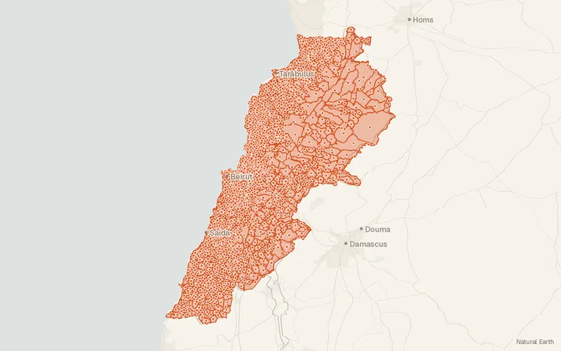 Preview map of Lebanon – Subnational Administrative Boundaries (COD-AB)