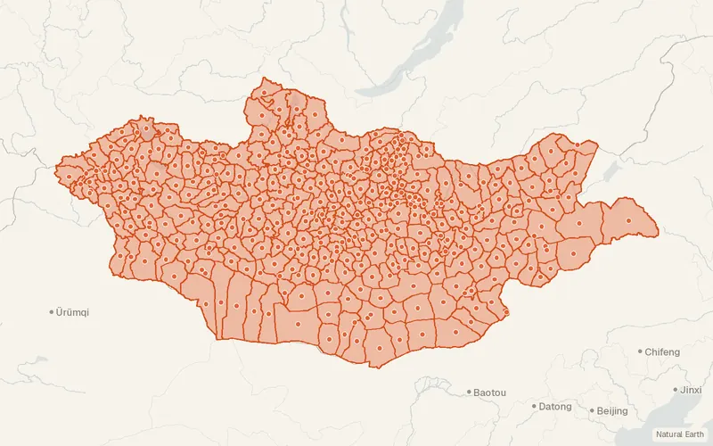 Preview map of Mongolia – Subnational Administrative Boundaries (COD-AB)