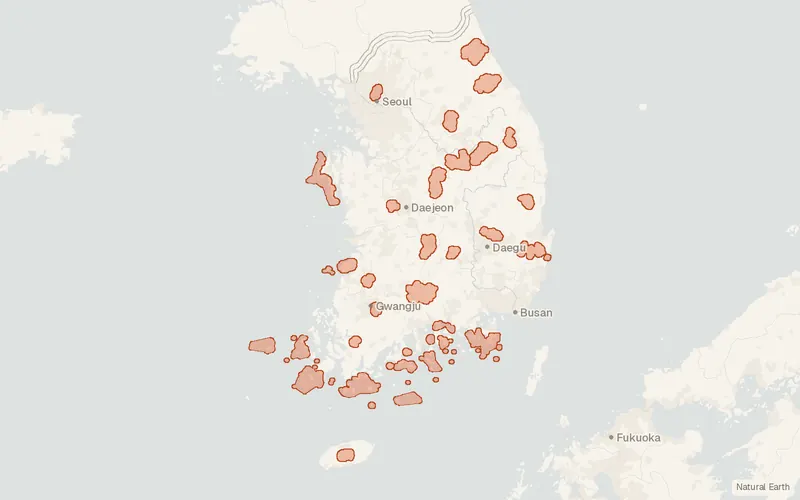 Preview map of National park boundaries (South Korea)