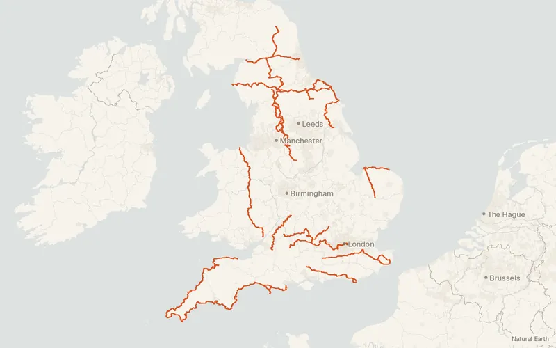 Preview map of National Trails (England)