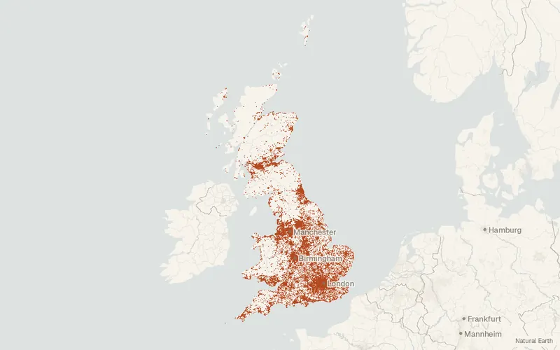 Preview map of OS Open Built Up Areas