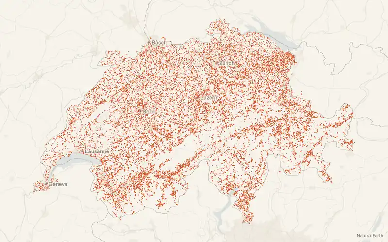 Preview map of swissTLM3D Hiking Trails (Switzerland)
